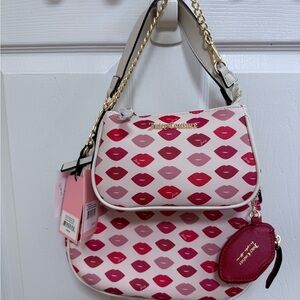 NWT Juicy Couture “Sealed With A Kiss” Pink Lips Patterned Women's Bag Bundle